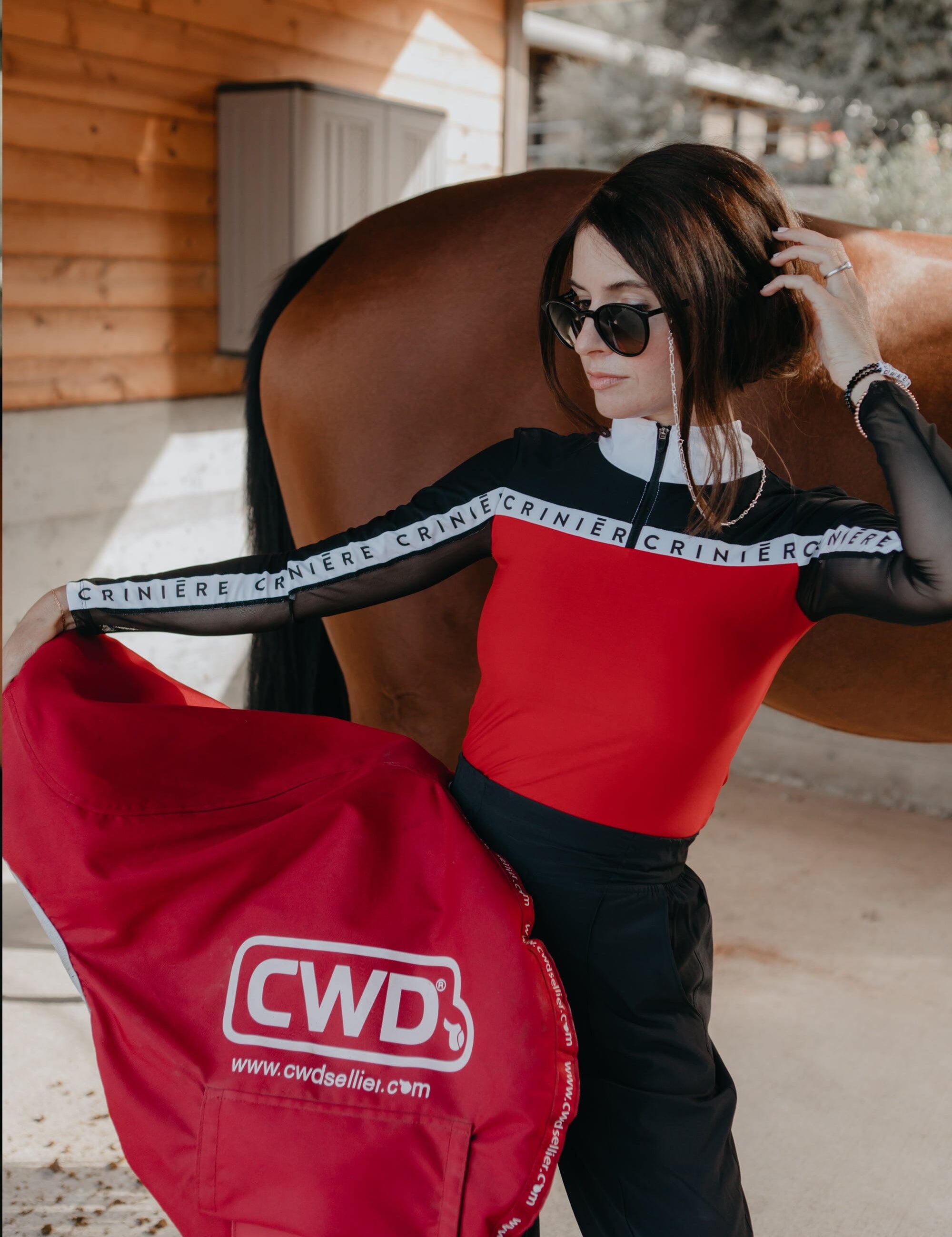 Crinière Black & Red Estella Riding Shirt - CriniereLife - Equiluxe Tack