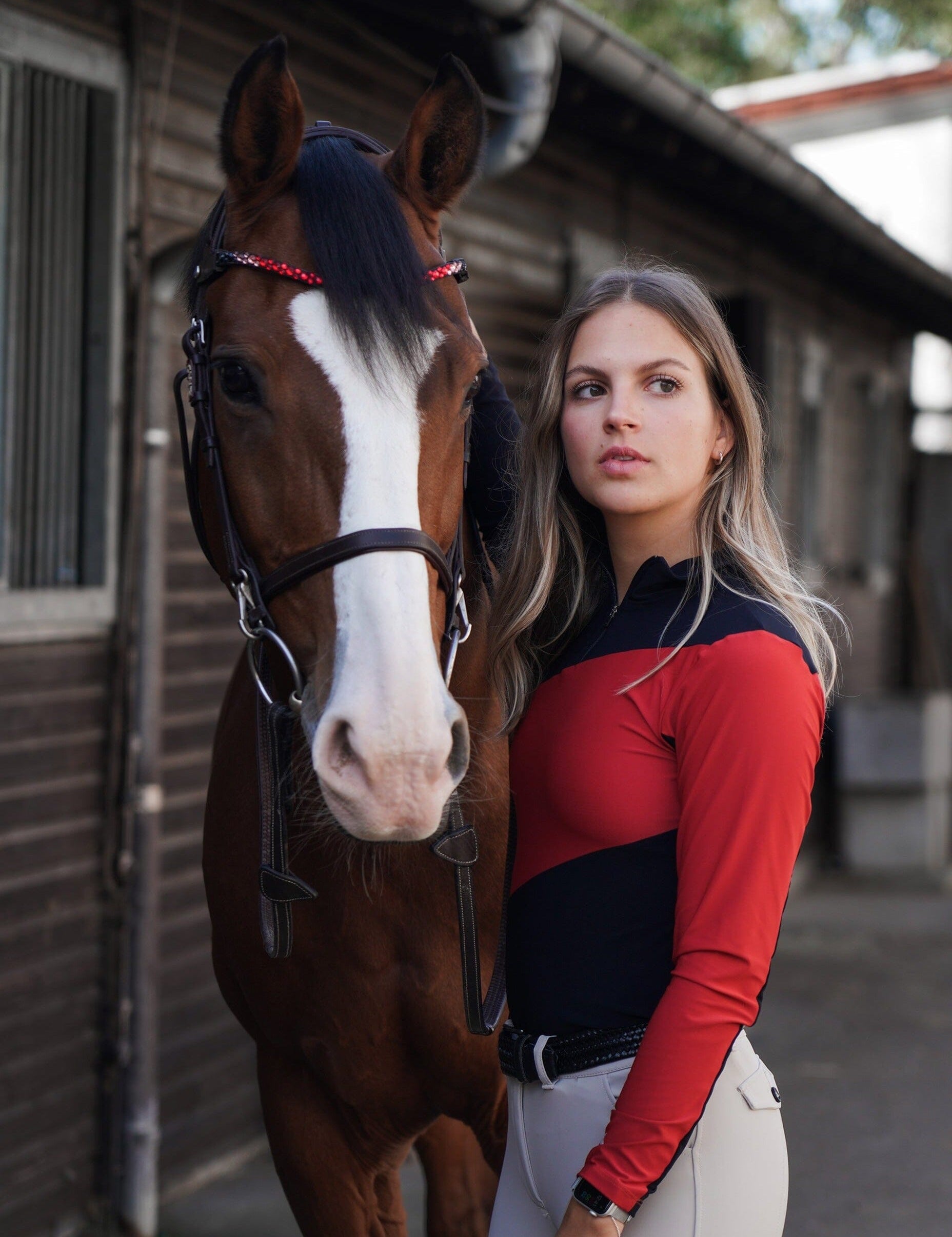 Crinière Black & Red Sophie Riding Shirt - CriniereLife - Equiluxe Tack