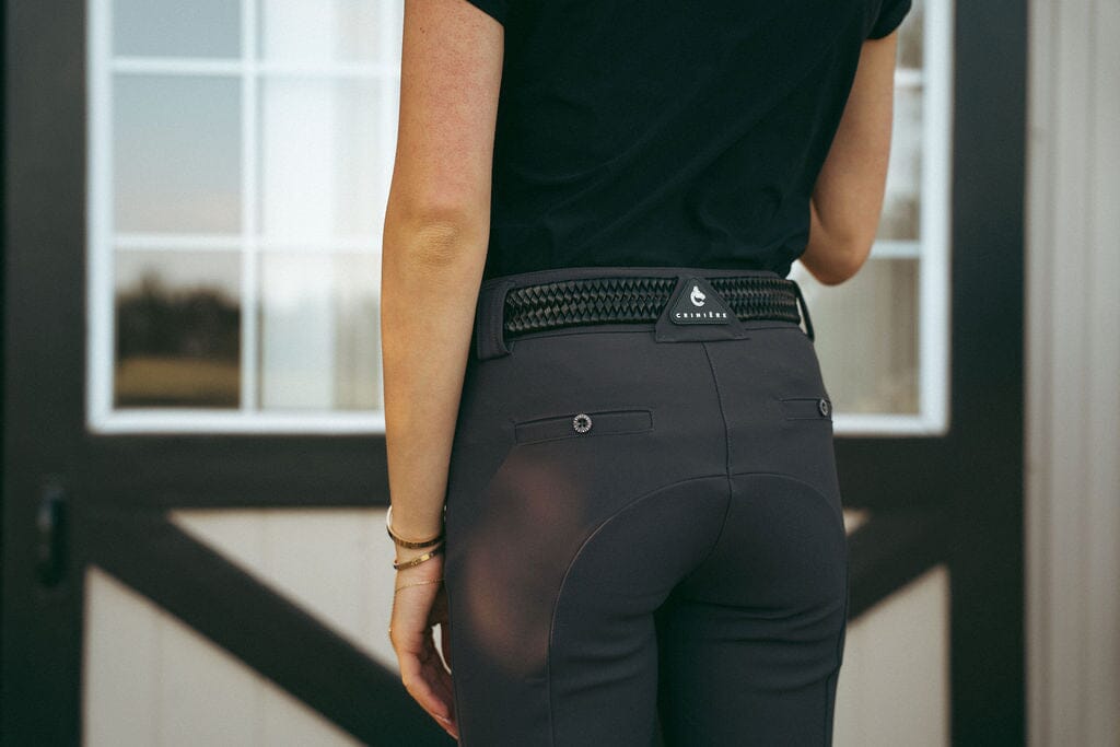 CRINIĒRE Elastic Braided Leather Belt | Black - C R I N I Ē R E - Equiluxe Tack