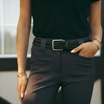 CRINIĒRE Elastic Braided Leather Belt | Black - C R I N I Ē R E - Equiluxe Tack