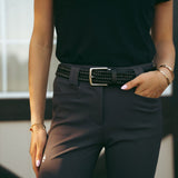 CRINIĒRE Elastic Braided Leather Belt | Black - C R I N I Ē R E - Equiluxe Tack