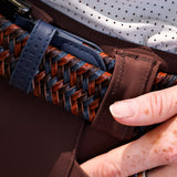 CRINIĒRE Elastic Braided Leather Belt | Navy & Brown - C R I N I Ē R E - Equiluxe Tack