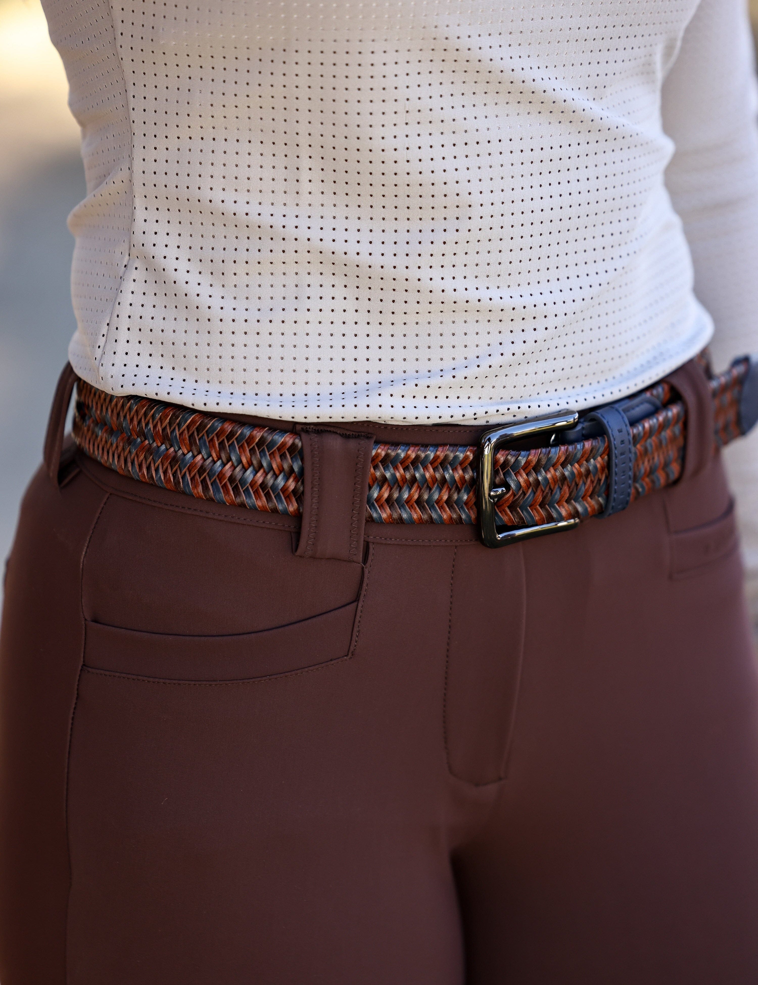 CRINIĒRE Elastic Braided Leather Belt | Navy & Brown - C R I N I Ē R E - Equiluxe Tack