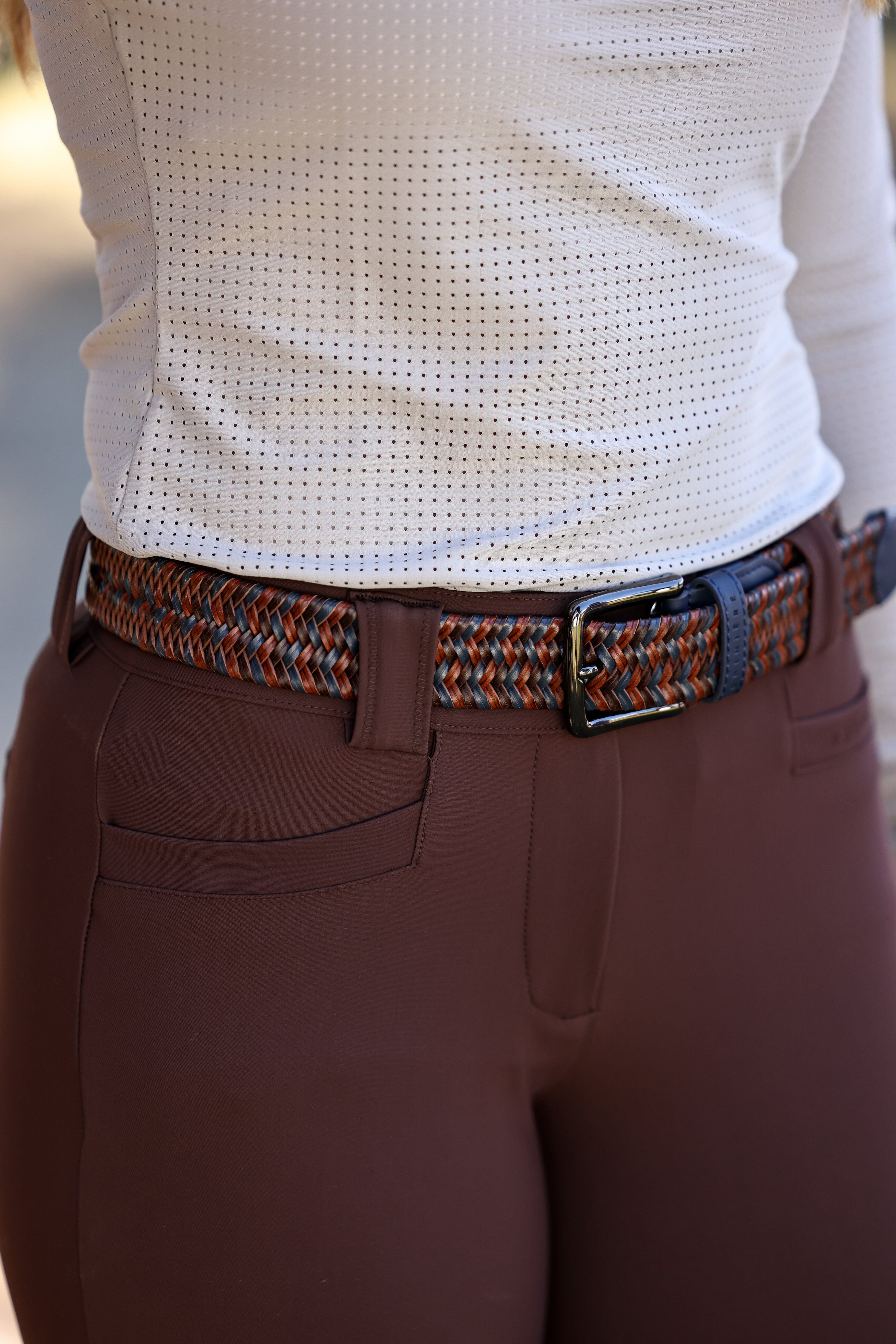 CRINIĒRE Elastic Braided Leather Belt | Navy & Brown - C R I N I Ē R E - Equiluxe Tack