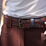 CRINIĒRE Elastic Braided Leather Belt | Navy & Brown - C R I N I Ē R E - Equiluxe Tack