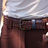 CRINIĒRE Elastic Braided Leather Belt | Navy & Brown - C R I N I Ē R E - Equiluxe Tack