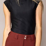 CRINIĒRE Kai Shirt Cap Sleeve | Black - C R I N I Ē R E - Equiluxe Tack
