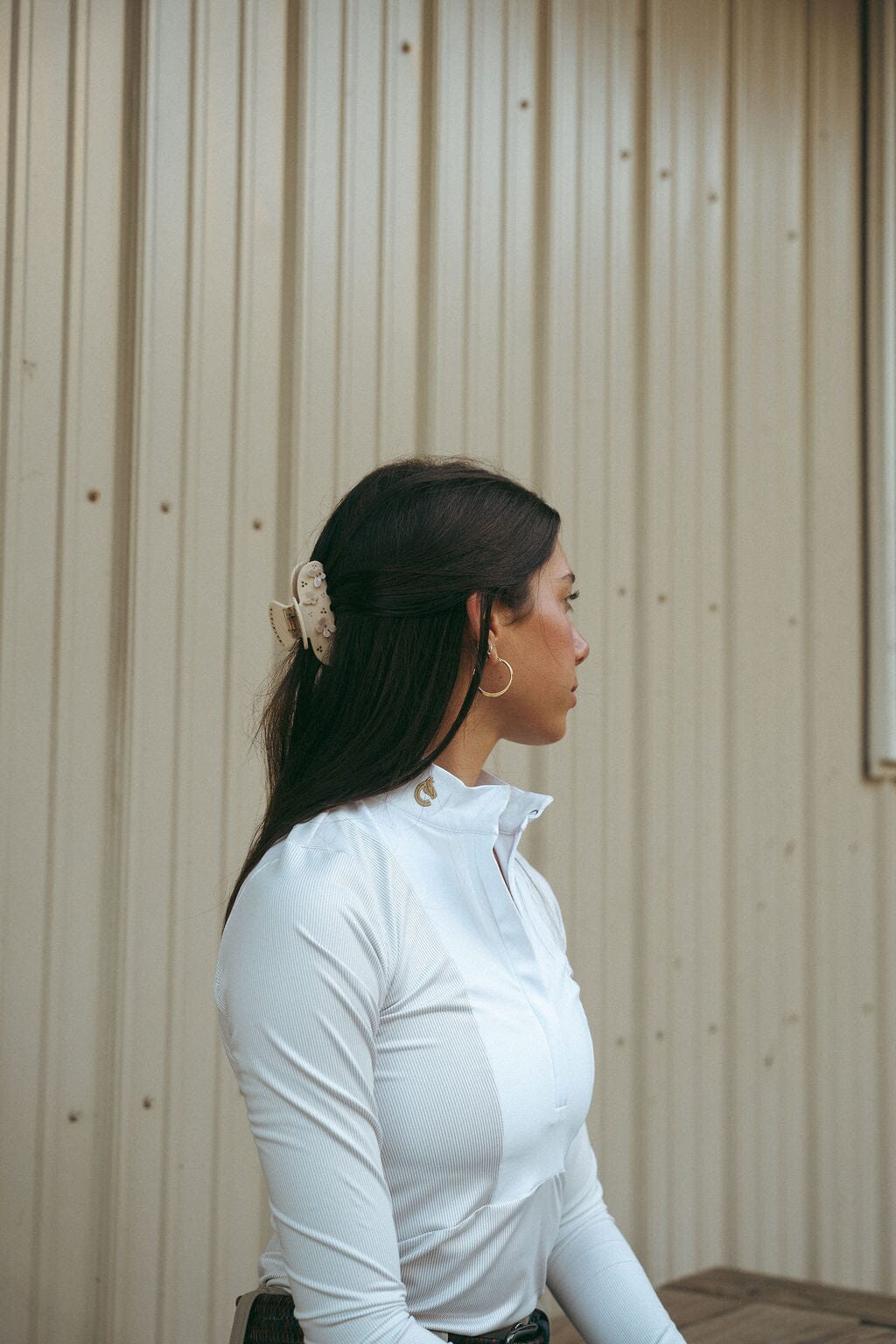 CRINIĒRE Monique Show Shirt | Taupe Stripes - C R I N I Ē R E - Equiluxe Tack
