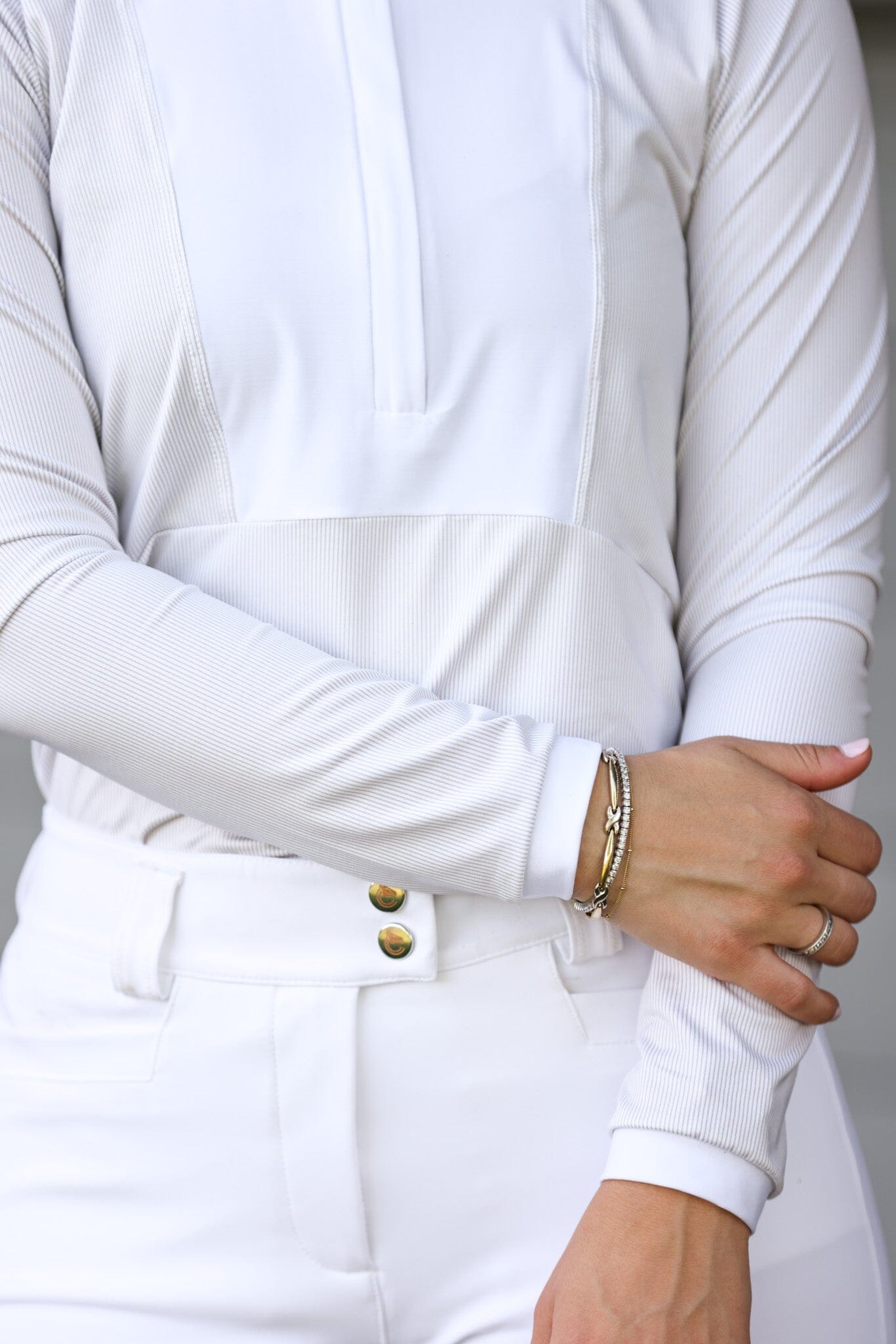 CRINIĒRE Monique Show Shirt | Taupe Stripes - C R I N I Ē R E - Equiluxe Tack