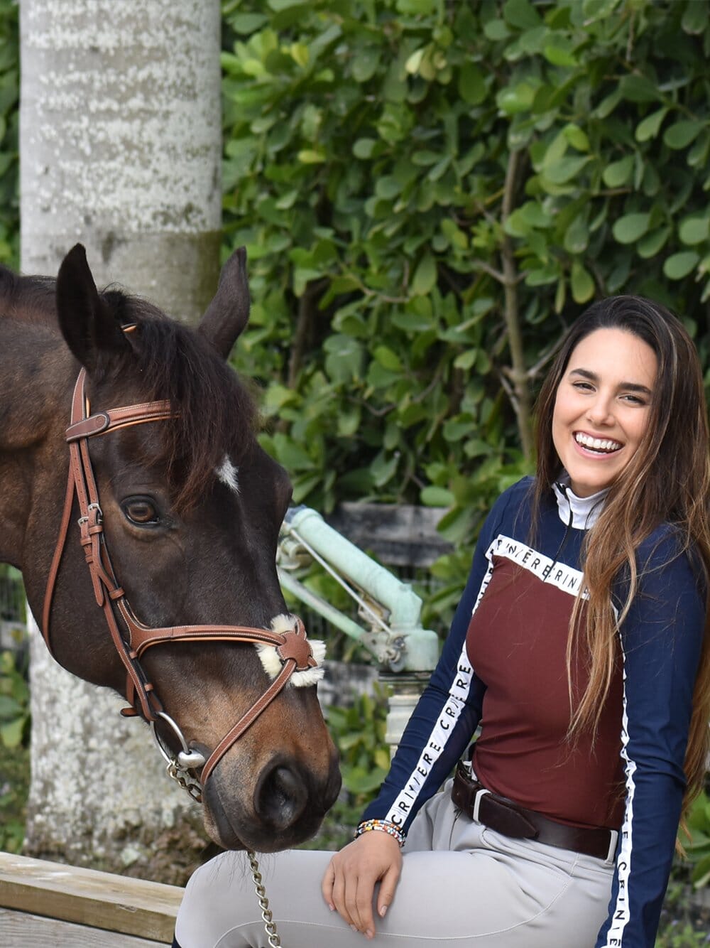 Crinière Navy & Brown Estella Riding Shirt - CriniereLife - Equiluxe Tack