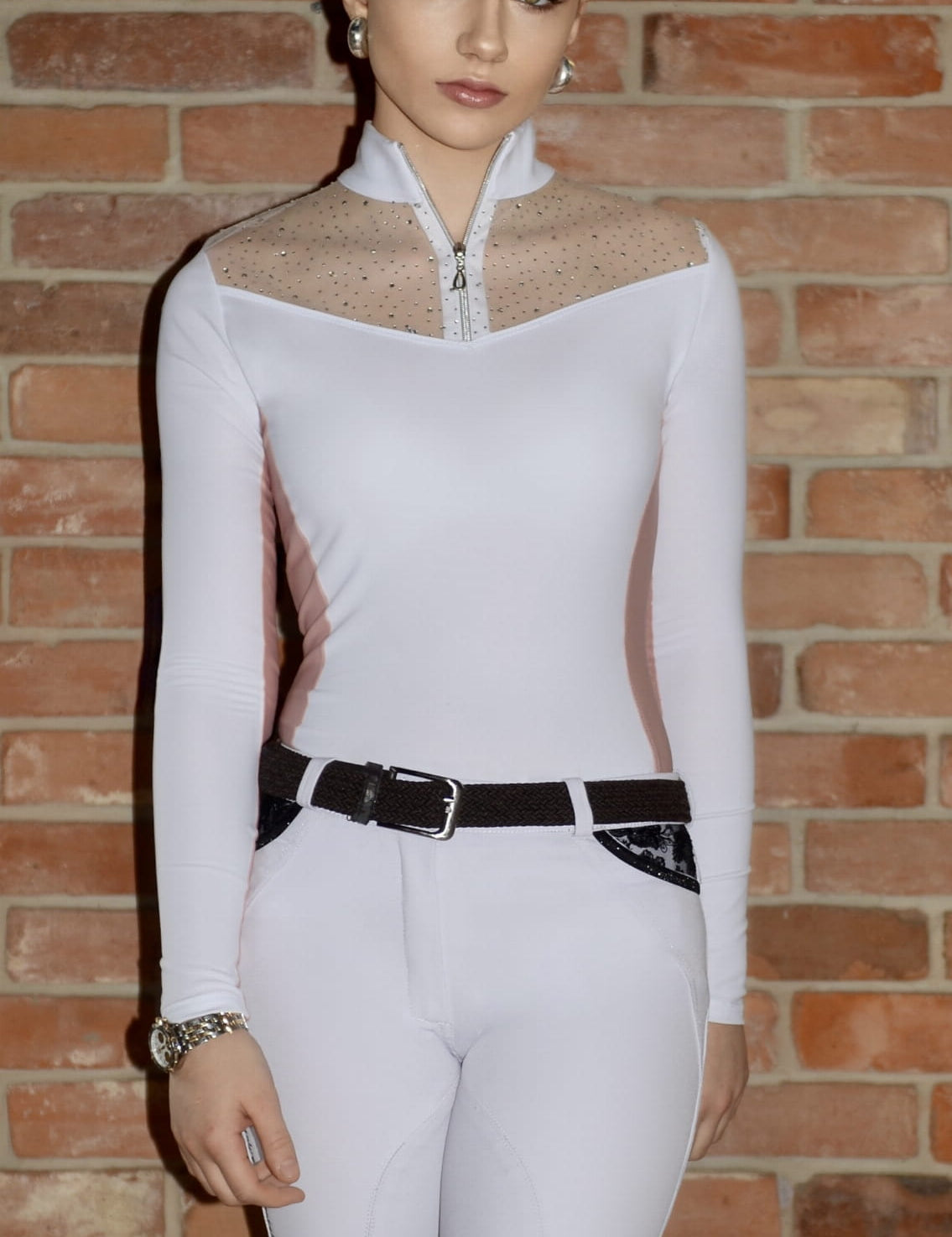 Dalia Design 'AURORA' Show Shirt - White & Pink - Dalia Design - Equiluxe Tack