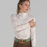 Dapplebay Dragonfly Meadow 1/4 Zip LS Riding Top - Light Pink - Breeches.com - Equiluxe Tack