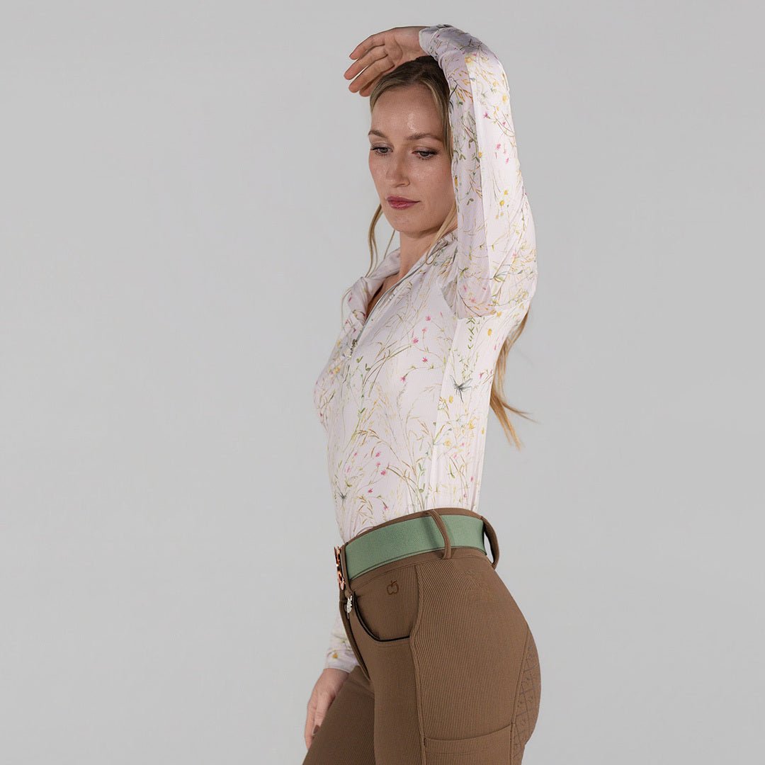 Dapplebay Dragonfly Meadow 1/4 Zip LS Riding Top - Light Pink - Breeches.com - Equiluxe Tack