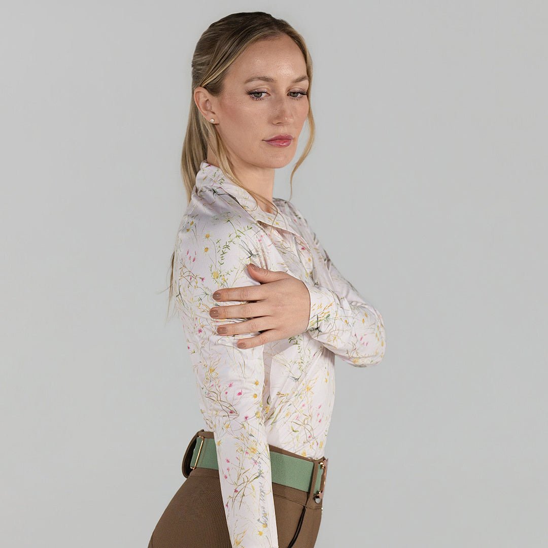 Dapplebay Dragonfly Meadow 1/4 Zip LS Riding Top - Light Pink - Breeches.com - Equiluxe Tack