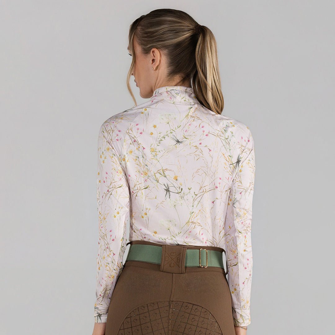 Dapplebay Dragonfly Meadow 1/4 Zip LS Riding Top - Light Pink - Breeches.com - Equiluxe Tack