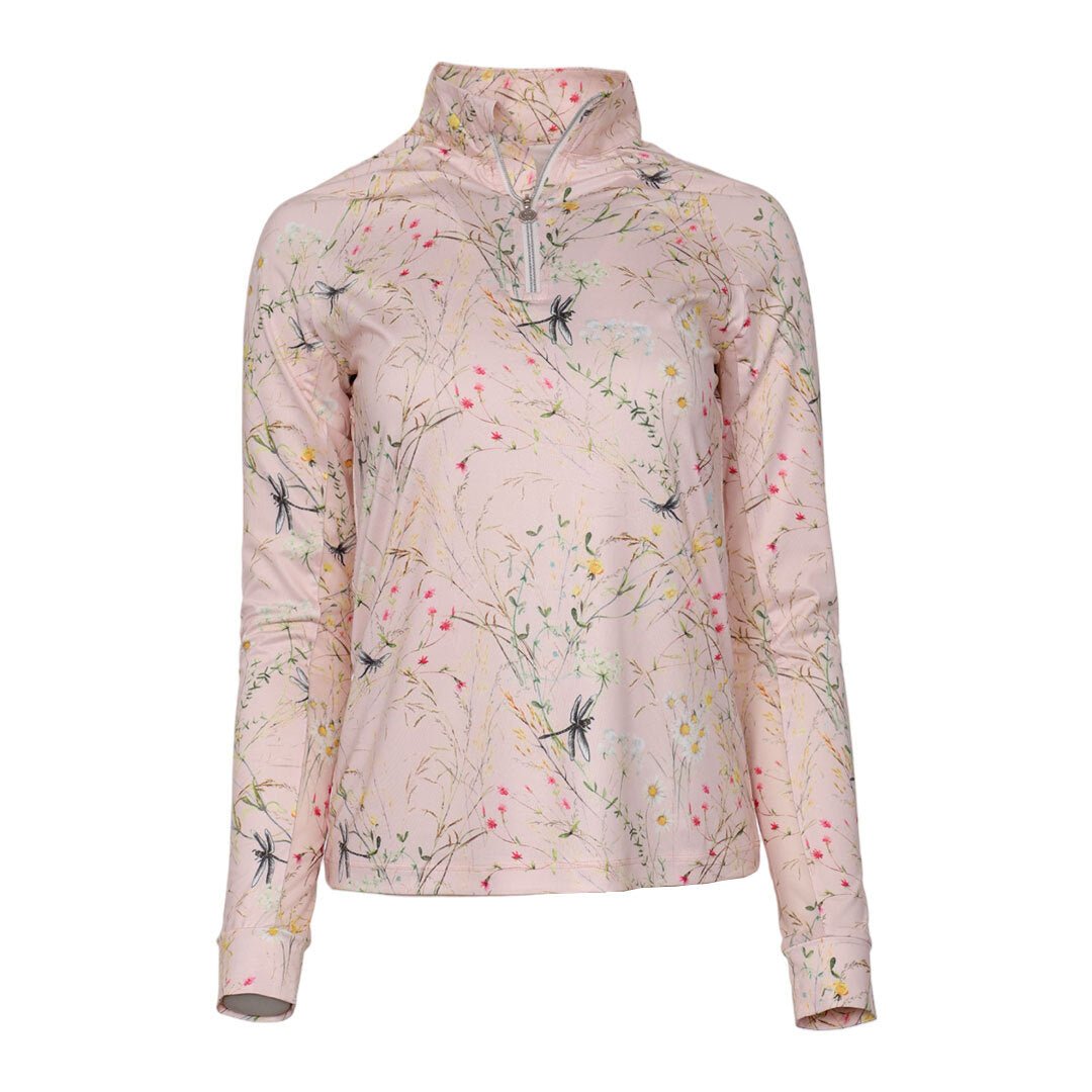 Dapplebay Dragonfly Meadow 1/4 Zip LS Riding Top - Light Pink - Breeches.com - Equiluxe Tack