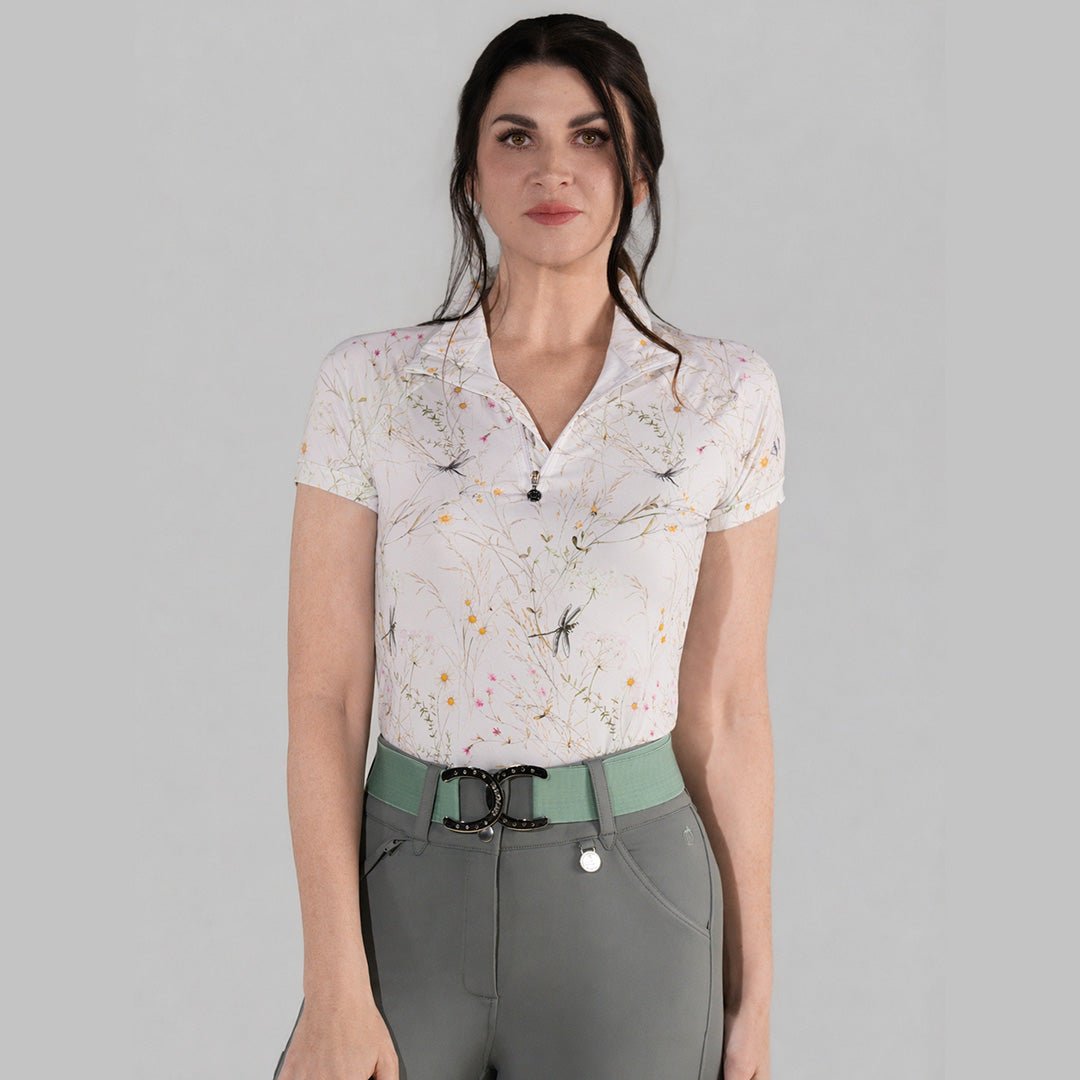 Dapplebay Dragonfly Meadow 1/4 Zip SS Riding Top-Light Pink - Equiluxe Tack