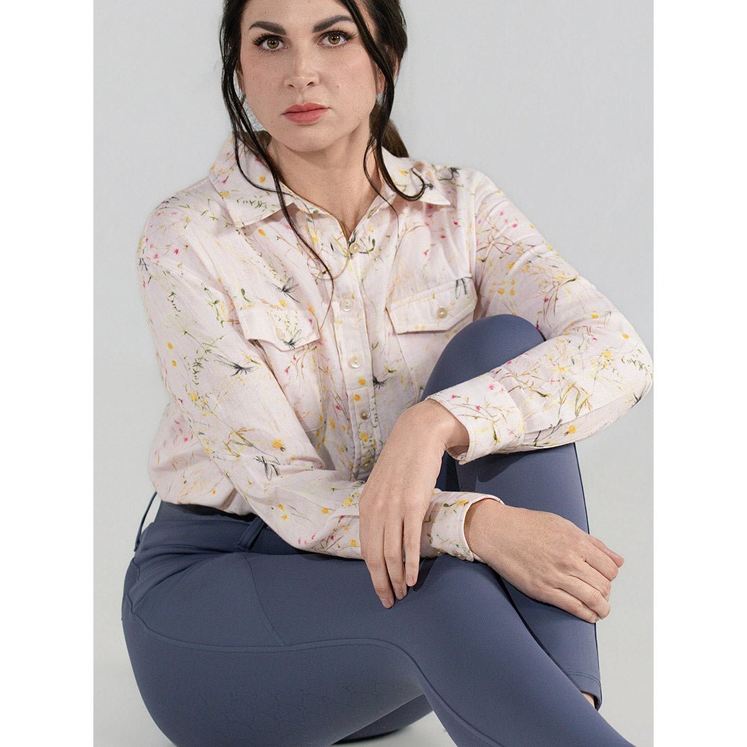 Dapplebay Dragonfly Meadow Breezy Button Up Top-Light Pink - Equiluxe Tack
