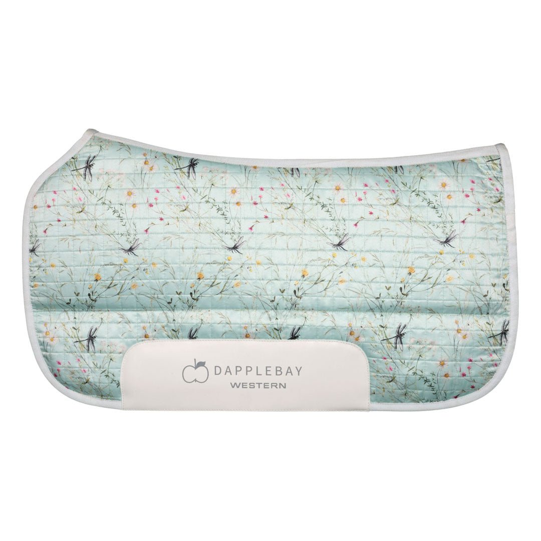 Dapplebay Dragonfly Meadow Western Saddle Pad - Green - Dapplebay - Equiluxe Tack