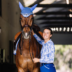 Dapplebay Equestrian Toile 1/4 Zip Light Riding Top - Long Sleeve - Blue/White - Dapplebay - Equiluxe Tack
