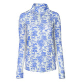 Dapplebay Equestrian Toile 1/4 Zip Light Riding Top - Long Sleeve - Blue/White - Dapplebay - Equiluxe Tack