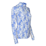 Dapplebay Equestrian Toile 1/4 Zip Light Riding Top - Long Sleeve - Blue/White - Dapplebay - Equiluxe Tack