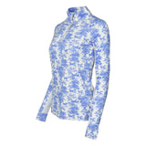 Dapplebay Equestrian Toile 1/4 Zip Light Riding Top - Long Sleeve - Blue/White - Dapplebay - Equiluxe Tack