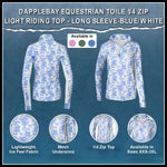Dapplebay Equestrian Toile 1/4 Zip Light Riding Top - Long Sleeve - Blue/White - Dapplebay - Equiluxe Tack