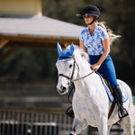 Dapplebay Equestrian Toile 1/4 Zip Light Riding Top - Short Sleeve - Blue/White - Dapplebay - Equiluxe Tack