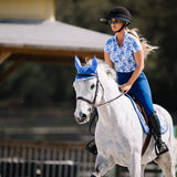 Dapplebay Equestrian Toile 1/4 Zip Light Riding Top - Short Sleeve - Blue/White - Dapplebay - Equiluxe Tack