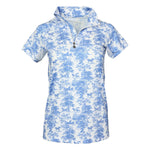 Dapplebay Equestrian Toile 1/4 Zip Light Riding Top - Short Sleeve - Blue/White - Dapplebay - Equiluxe Tack