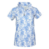 Dapplebay Equestrian Toile 1/4 Zip Light Riding Top - Short Sleeve - Blue/White - Dapplebay - Equiluxe Tack