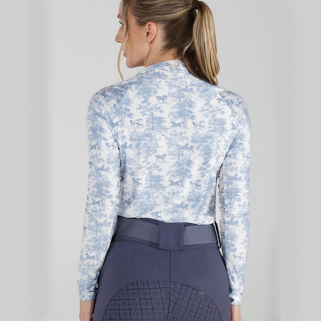 Dapplebay Equestrian Toile 1/4 Zip LS Riding Top - Moonrise - Breeches.com - Equiluxe Tack