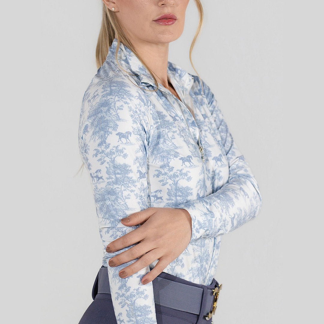 Dapplebay Equestrian Toile 1/4 Zip LS Riding Top - Moonrise - Breeches.com - Equiluxe Tack