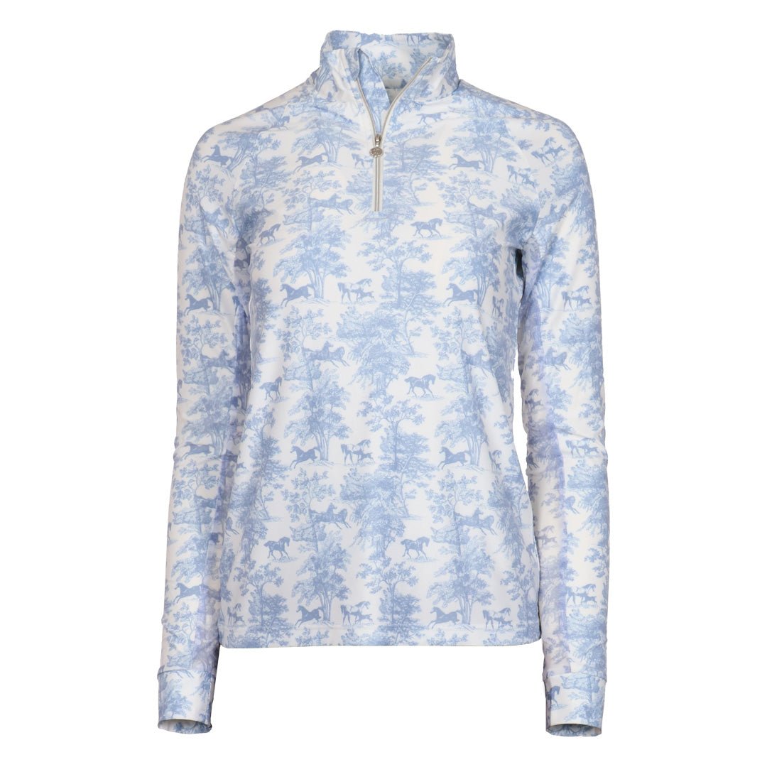 Dapplebay Equestrian Toile 1/4 Zip LS Riding Top - Moonrise - Breeches.com - Equiluxe Tack