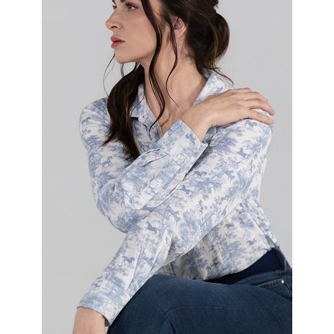 Dapplebay Equestrian Toile Breezy Button Up Top - Moonrise - Breeches.com - Equiluxe Tack