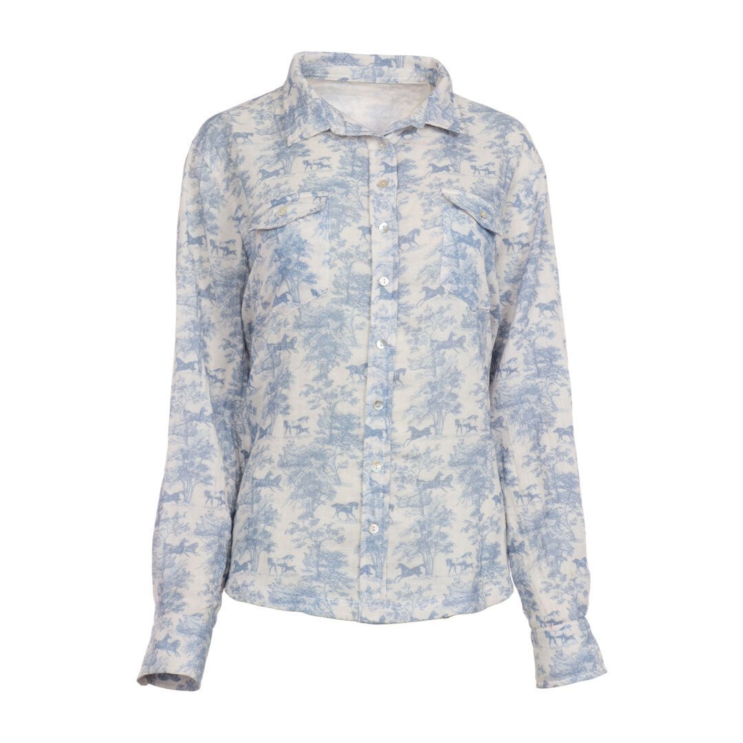 Dapplebay Equestrian Toile Breezy Button Up Top - Moonrise - Breeches.com - Equiluxe Tack