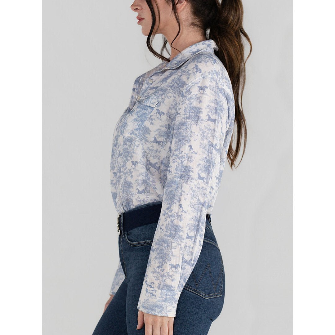 Dapplebay Equestrian Toile Breezy Button Up Top - Moonrise - Breeches.com - Equiluxe Tack