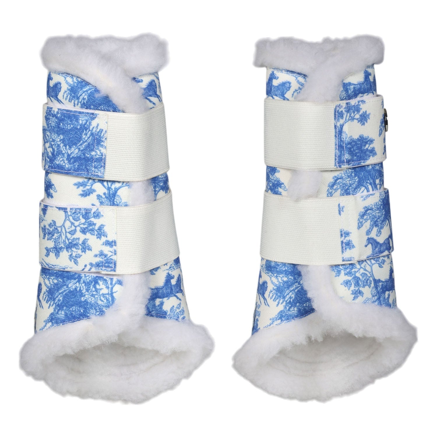 Dapplebay Equestrian Toile Brush Boots - Blue/White - Dapplebay - Equiluxe Tack
