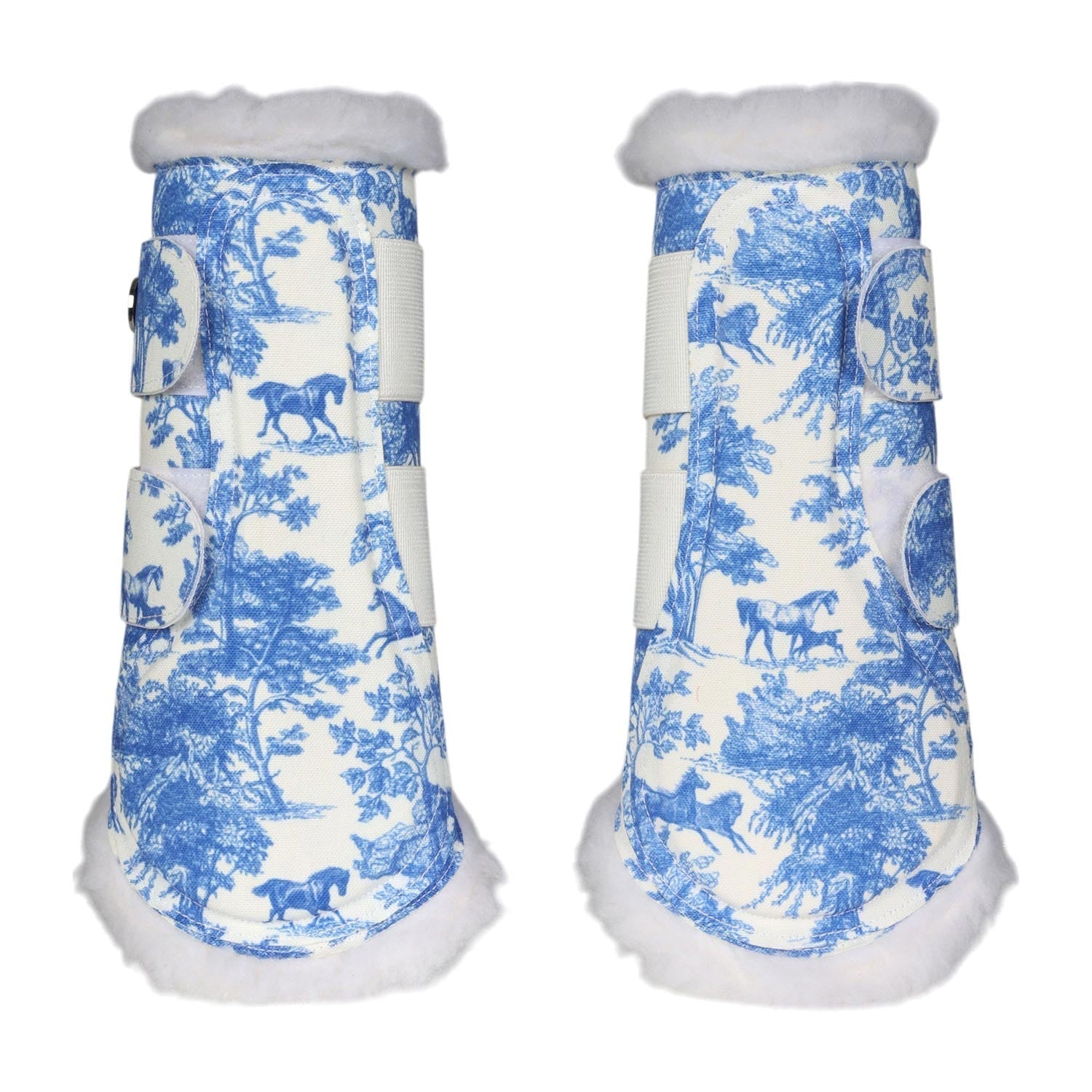 Dapplebay Equestrian Toile Brush Boots - Blue/White - Dapplebay - Equiluxe Tack