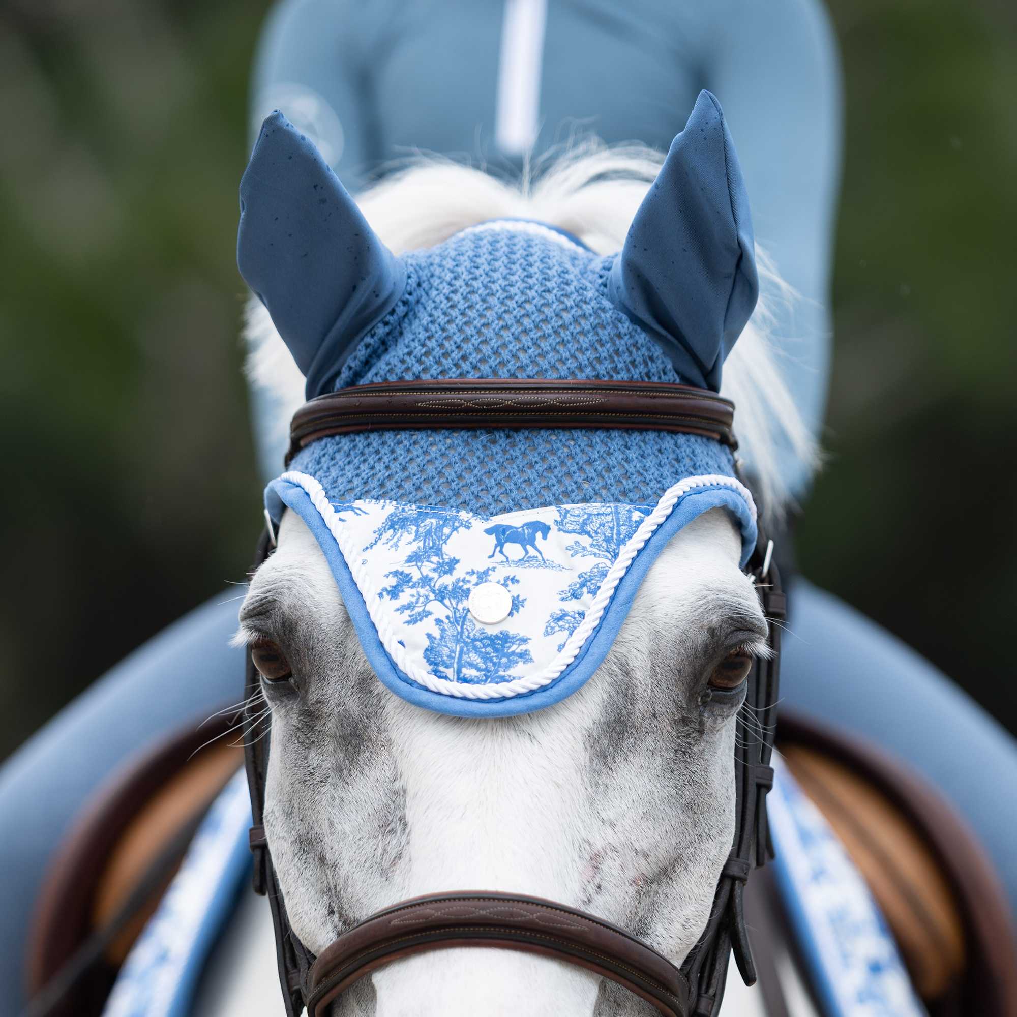Dapplebay Equestrian Toile Fly Veil - Blue/White - Dapplebay - Equiluxe Tack