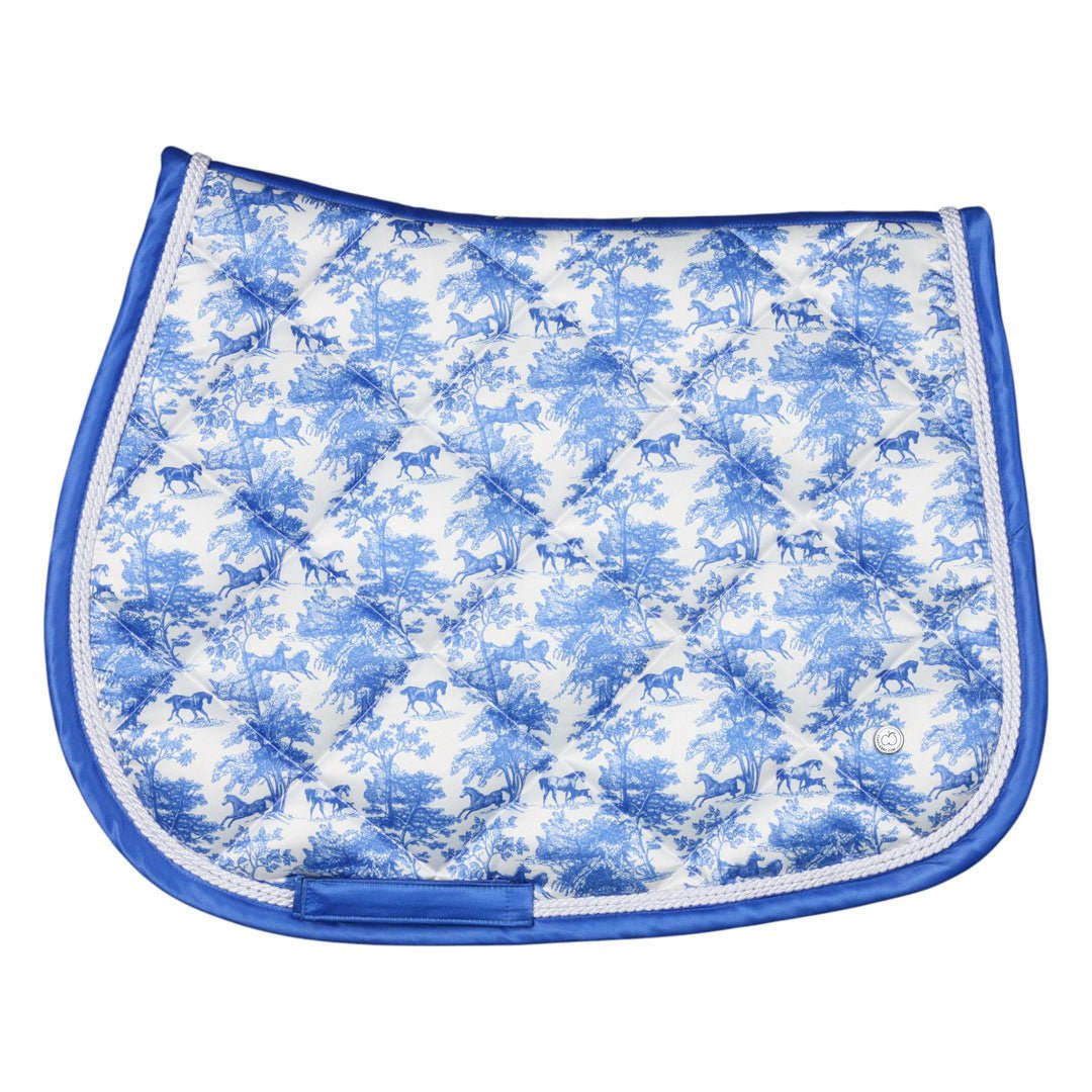 Dapplebay Equestrian Toile Pony Saddle Pad - Blue/White - Dapplebay - Equiluxe Tack