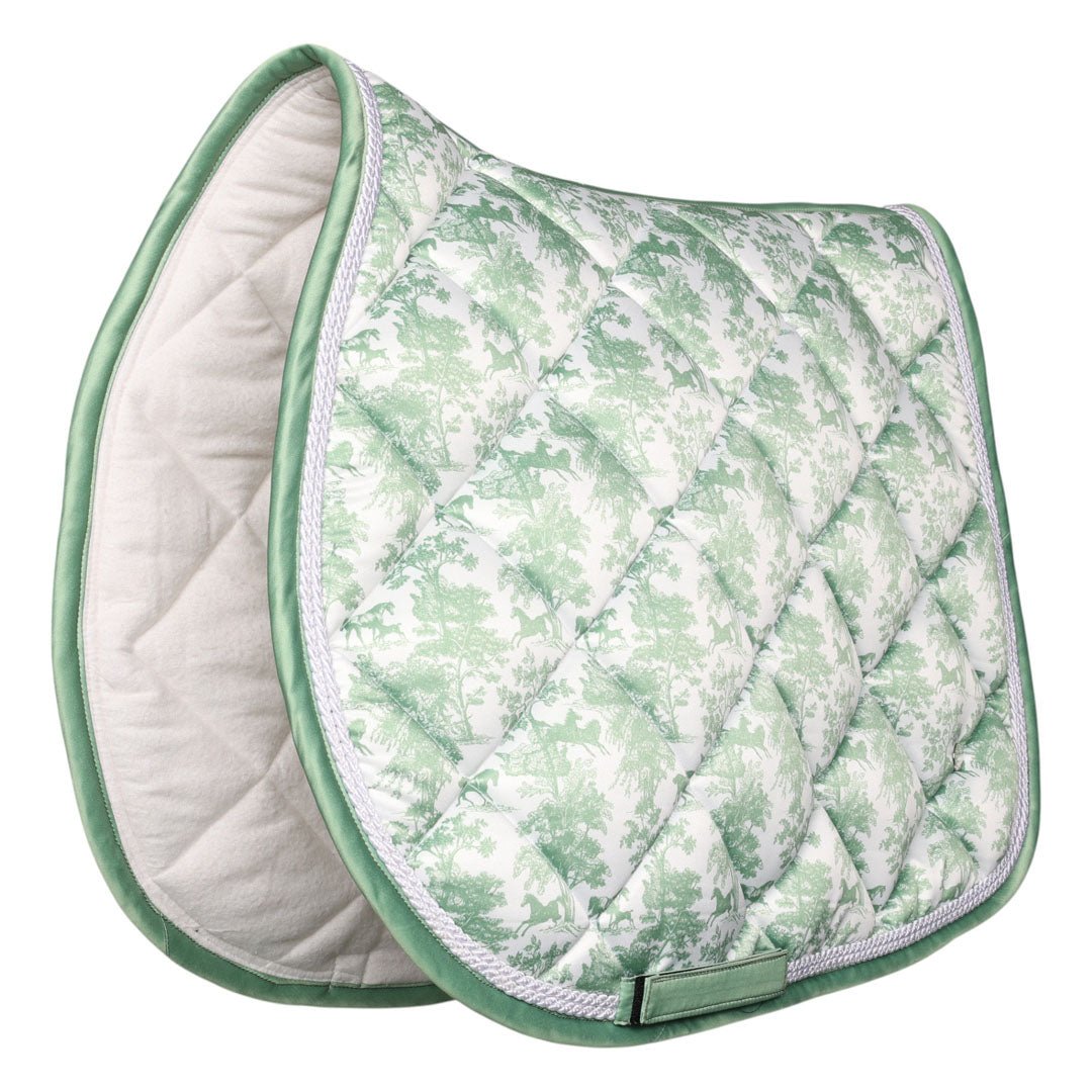 Dapplebay Equestrian Toile Pony Saddle Pad - Green/White - Dapplebay - Equiluxe Tack