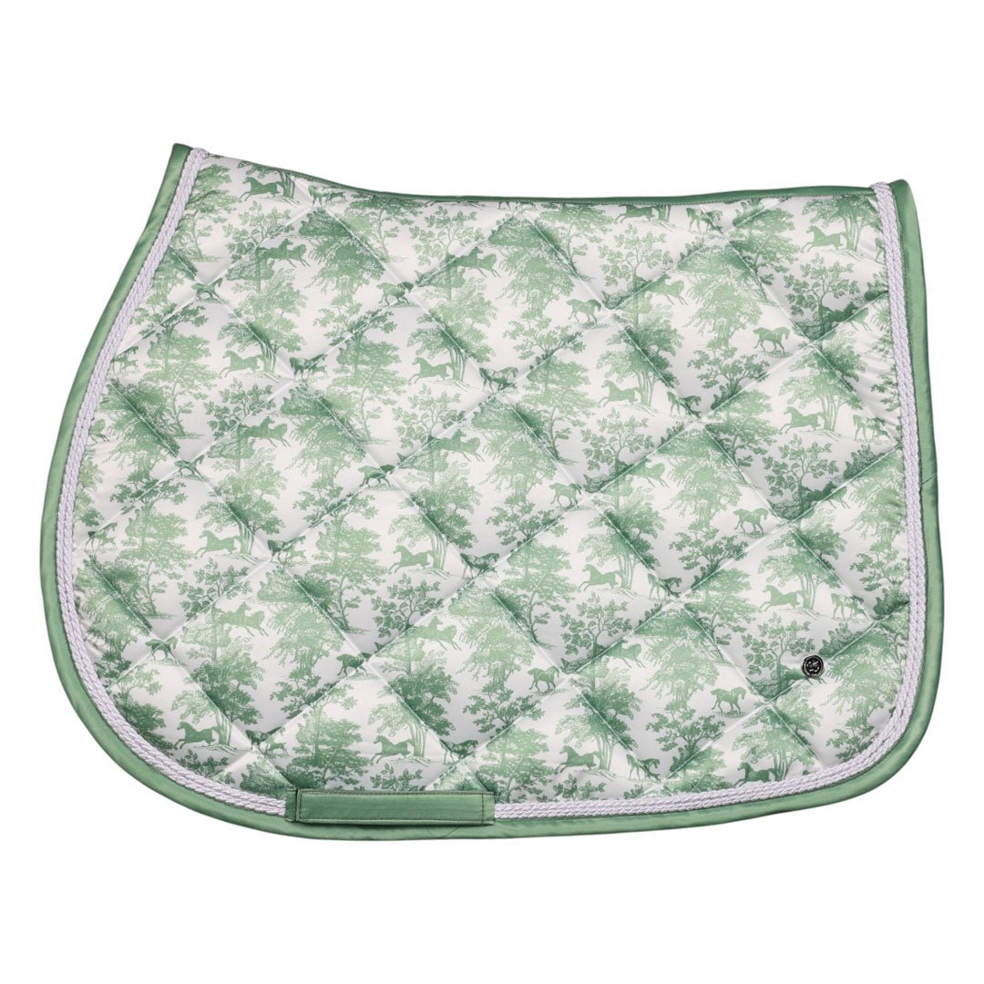 Dapplebay Equestrian Toile Pony Saddle Pad - Green/White - Dapplebay - Equiluxe Tack