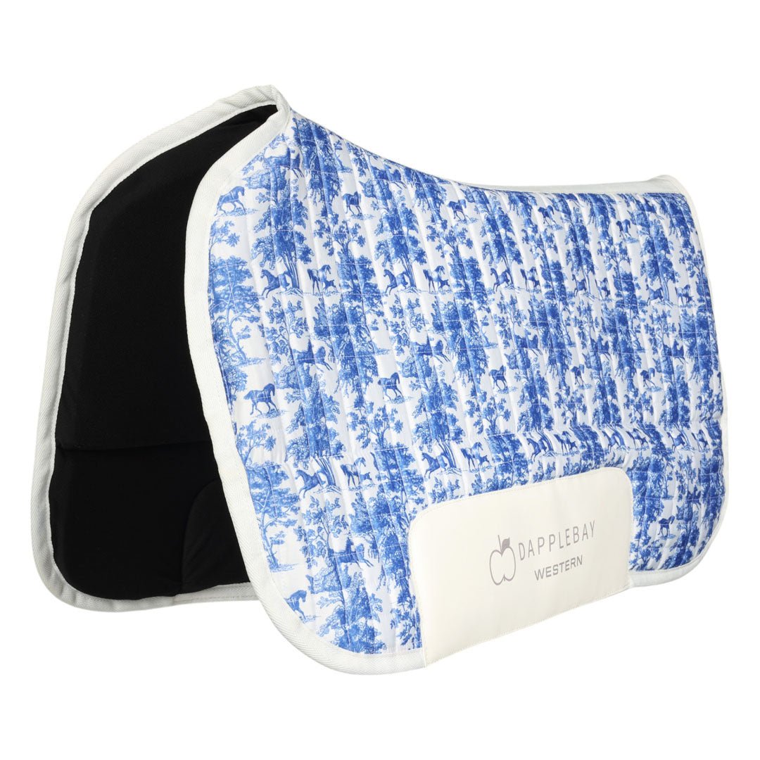 Dapplebay Equestrian Toile Western Saddle Pad - Blue/White - Dapplebay - Equiluxe Tack