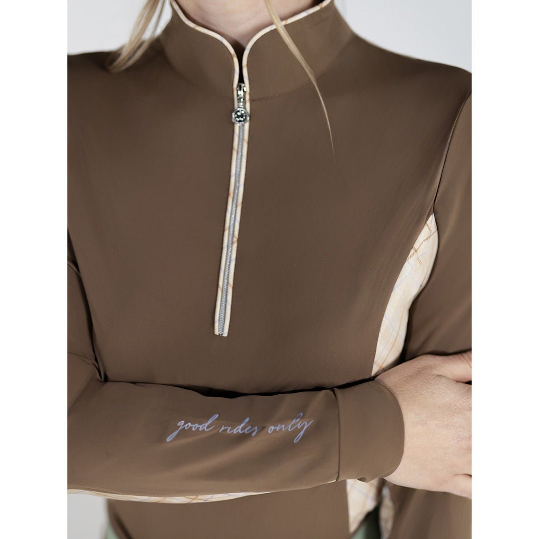Dapplebay Grace 1/4 Zip LS Riding Top - Chestnut/Spring Plaid - Dapplebay - Equiluxe Tack