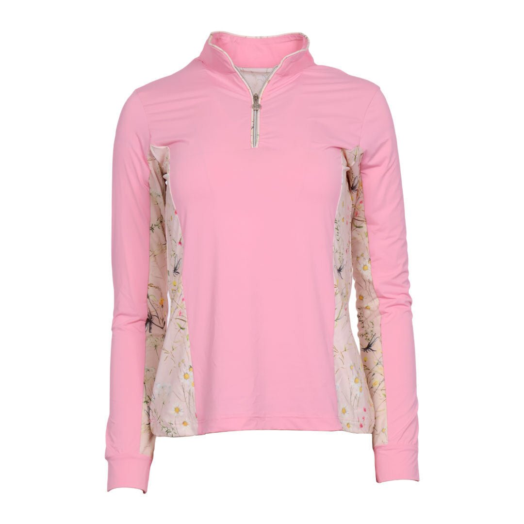 Dapplebay Grace 1/4 Zip LS Riding Top - Light Pink/Dragonfly Meadow - Breeches.com - Equiluxe Tack