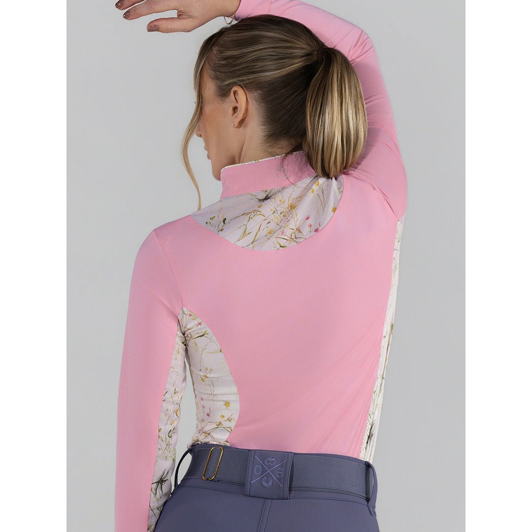Dapplebay Grace 1/4 Zip LS Riding Top - Light Pink/Dragonfly Meadow - Breeches.com - Equiluxe Tack