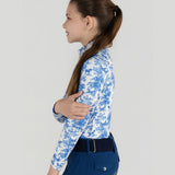 Dapplebay Kids Blue Equestrian Toile 1/4 Zip - Long Sleeve - Breeches.com - Equiluxe Tack