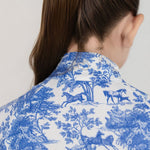 Dapplebay Kids Blue Equestrian Toile 1/4 Zip - Long Sleeve - Breeches.com - Equiluxe Tack